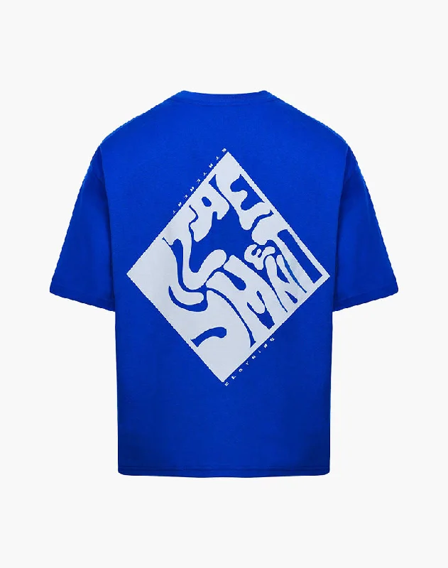 Men's mock - neck t - shirts with a modern and sleek styleSMUDGE TEE (BLUE)