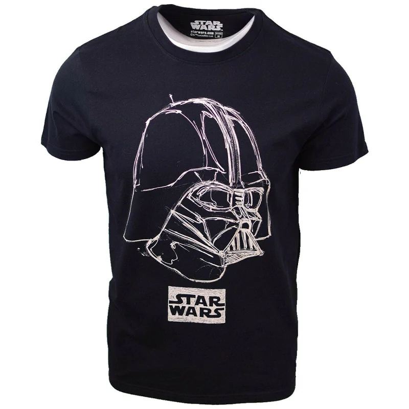 Men's mock - neck t - shirts with a modern and sleek styleStar Wars Men's Darth Vader Sketch Black S/S T-Shirt