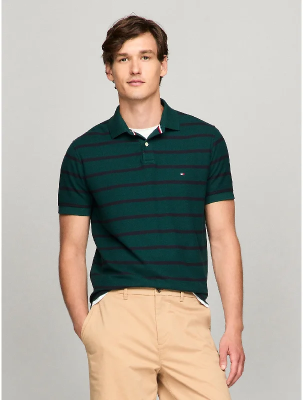 Men's plus - size pocket t - shirts with a classic lookTommy Hilfiger Men's Regular Fit Stripe Wicking Polo