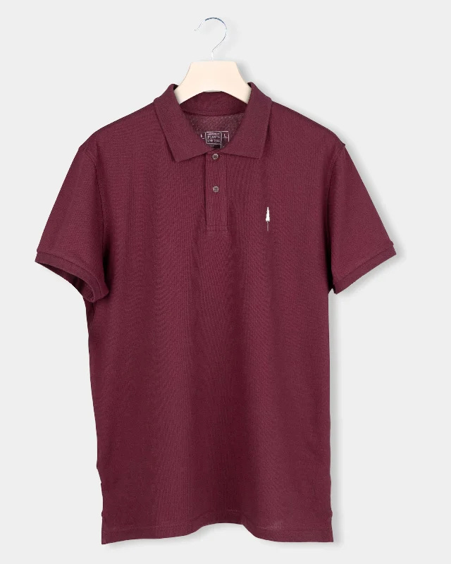 Men's smart - casual checkered t - shirts for semi - formal occasionsTreePolo Bordeaux
