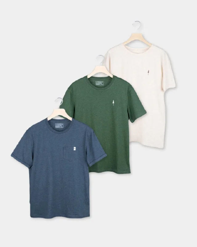 Men's mock - neck t - shirts with a modern and sleek styleTreeShirt Mixed 3-Pack