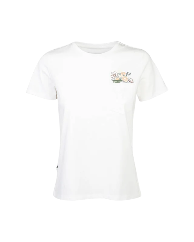 Men's button - front t - shirts with a unique artistic printTreeShirt Pocket Flowers White