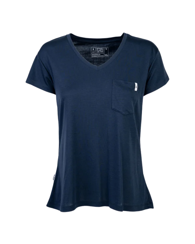 Men's moisture - wicking athletic t - shirts for intense workoutsTreeShirt Pocket V-Neck Women Dark Navy