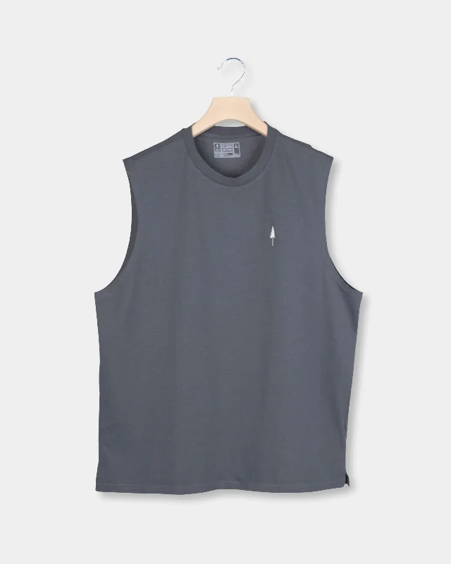 Men's short - sleeve linen t - shirts for summer beach outingsTreeTank Basic Anthracite