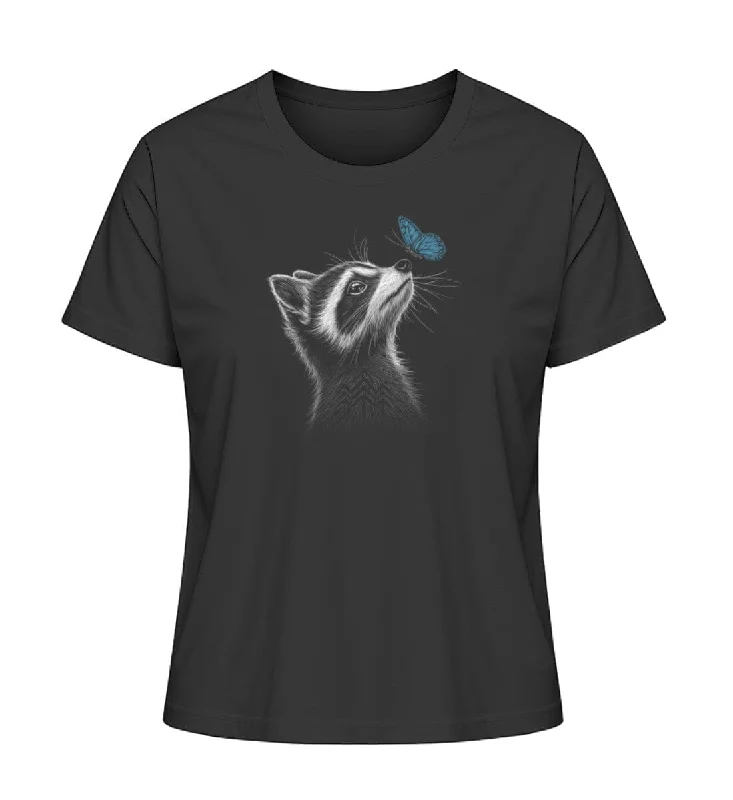 Men's slim - fit graphic t - shirts with vintage rock band printsWaschbär und Schmetterling  - Bio Damen Shirt