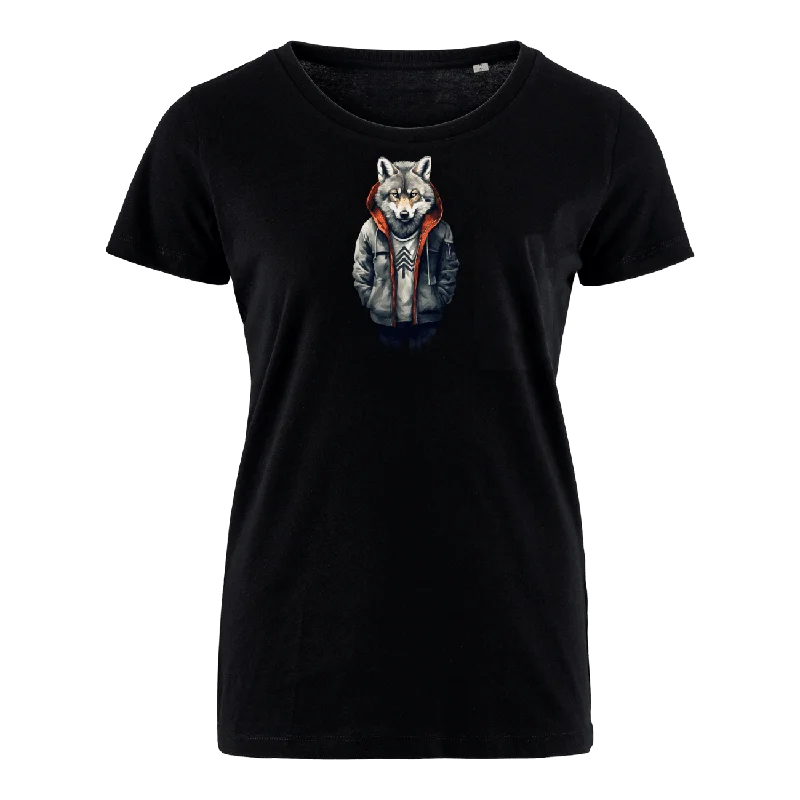 Men's button - front t - shirts with a unique artistic printWolf Fero - Bio Damen Shirt Men's button - front t - shirts with a unique artistic printWolf Fero - Bio Damen Shirt